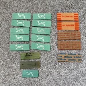 Vintage United States Paper US Coin Rolls - 18 Assorted Paper Coin Roll Wrappers